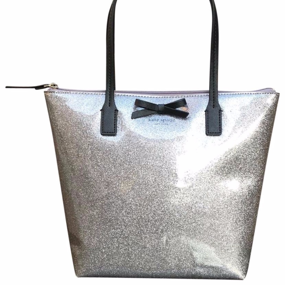 NEW Kate Spade silver glitter handbag